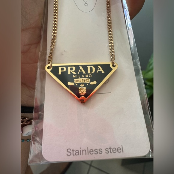 Two Prada white and Black Stainless Steel Necklaces - Picture 6 of 8